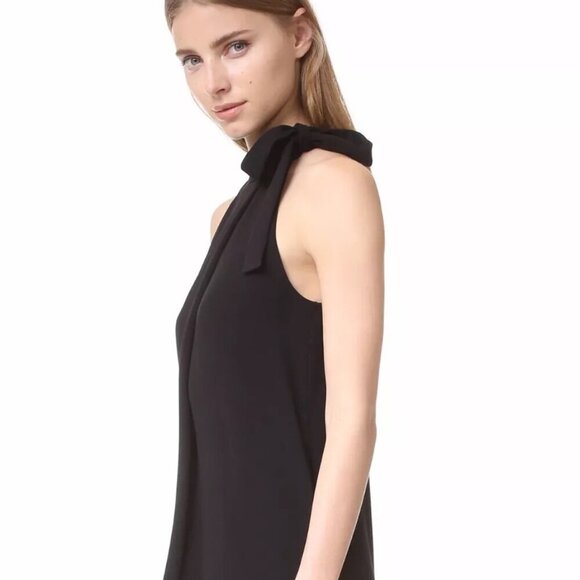 Theory Espere Tie Neck Sleeveless Admiral Crepe Dress Black - Size 6 - Picture 3 of 6